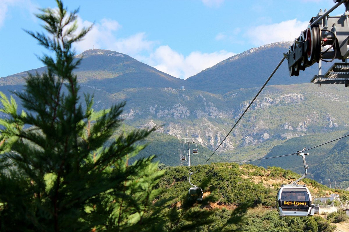 Dajti Ekspres cable car climbing Dajti Mountain above Tirana