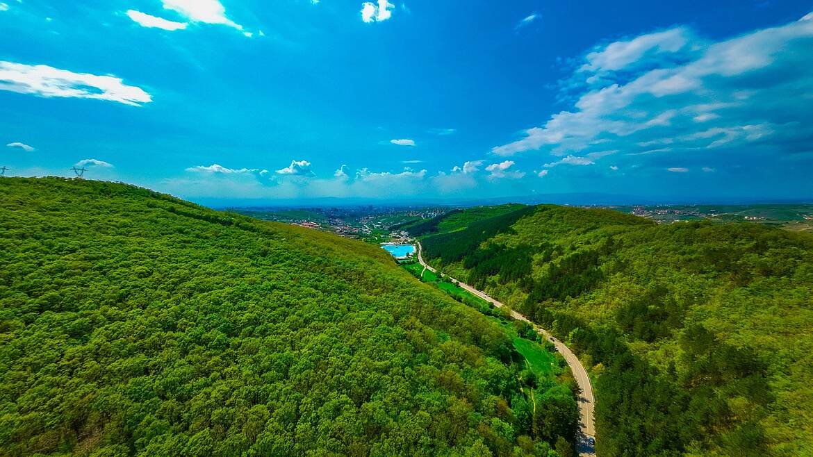 Green forest trails of Germia Park on the edge of Pristina, Kosovo