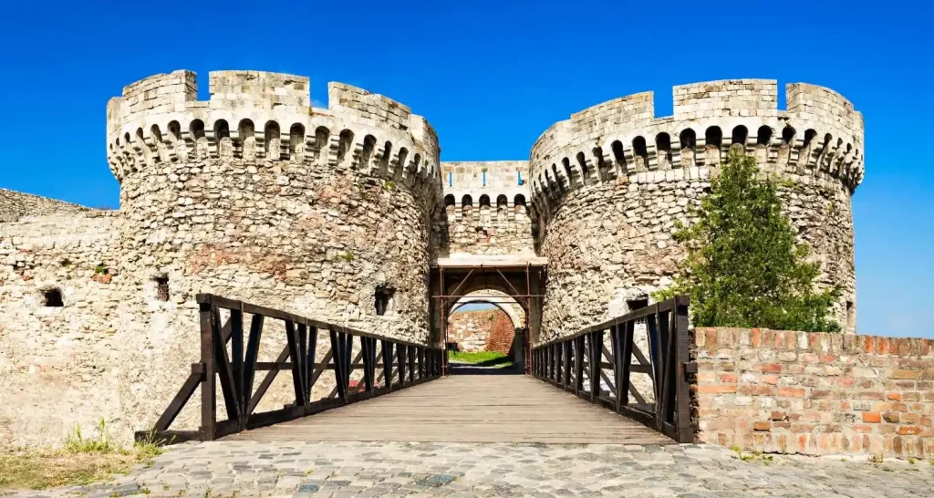 Belgrade Fortress at Kalemegdan Park above the Sava and Danube rivers