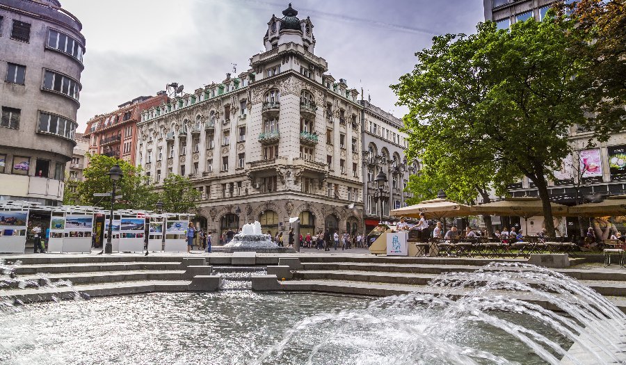 Knez Mihailova pedestrian shopping street in central Belgrade, Serbia
