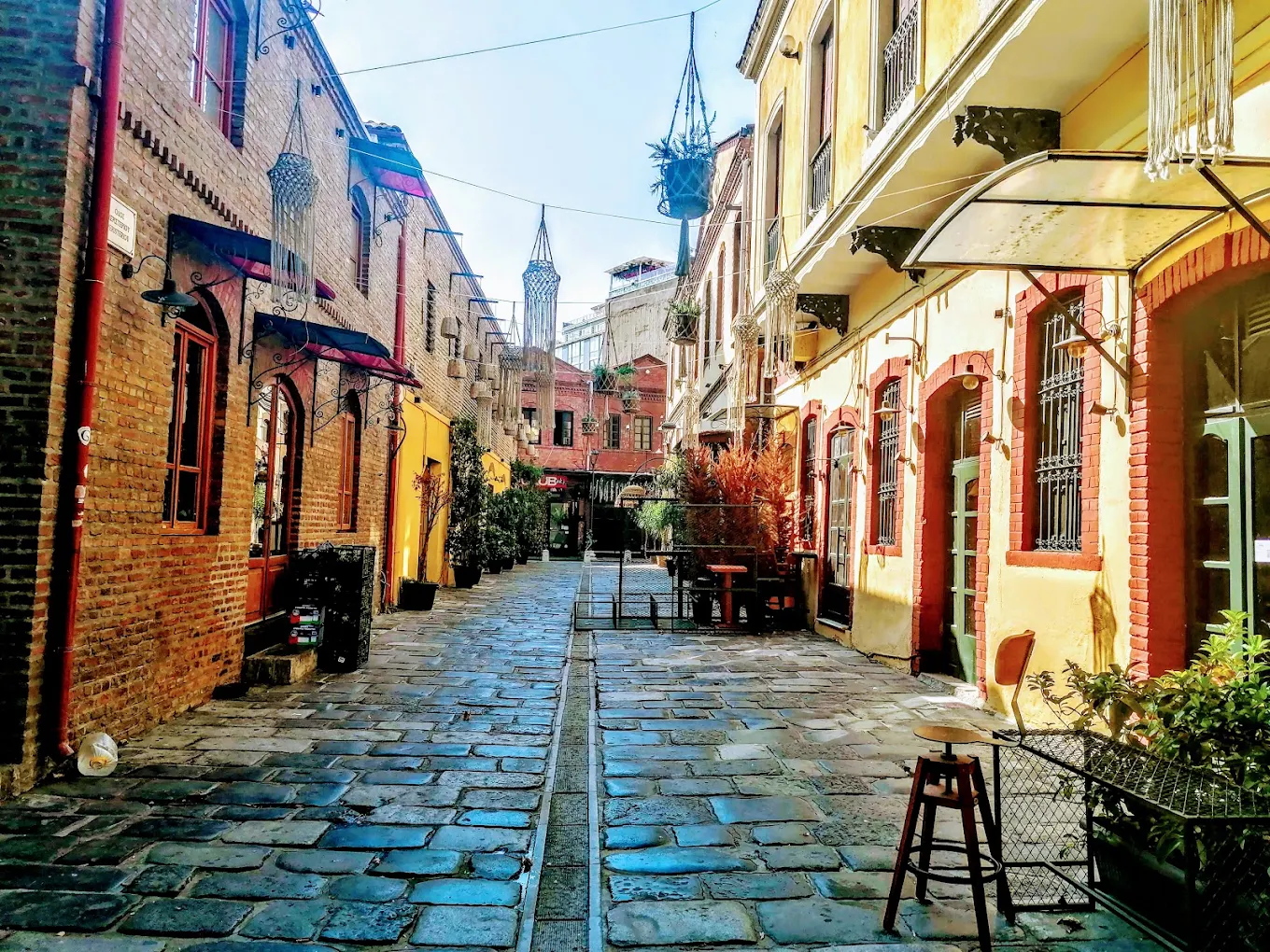 Colourful tavernas and bars in the Ladadika district of Thessaloniki