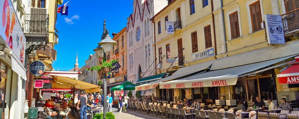 Shirok Sokak pedestrian street with neoclassical facades in Bitola