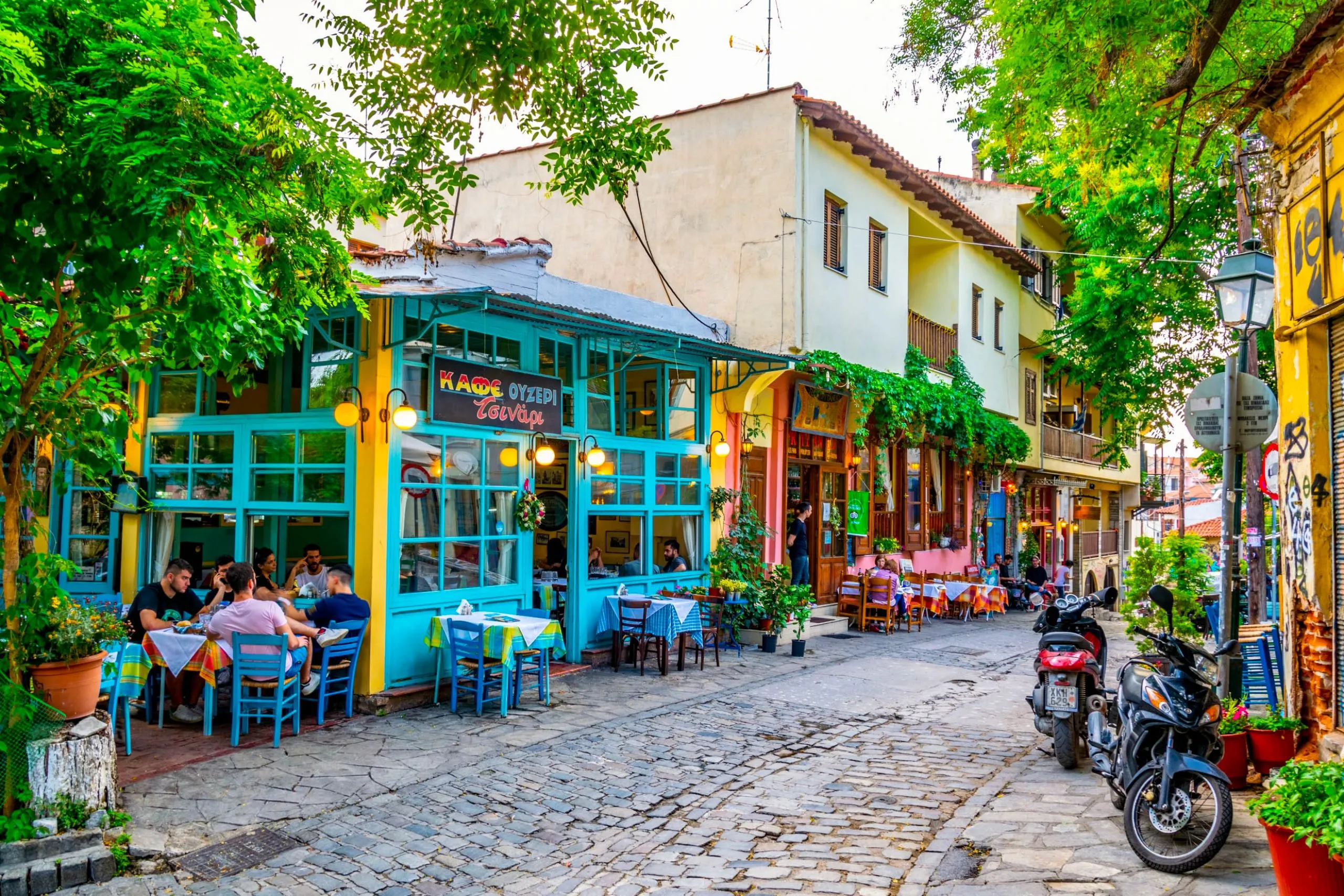 Old houses and Byzantine walls of Ano Poli, Thessaloniki's upper town
